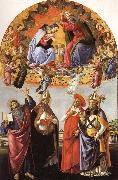 The Coronation of the Virgin with SS.Eligius,John the Evangelist,Au-gustion,and Jerome Sandro Botticelli